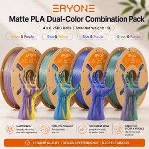 Eryone Combination Pack 4 x 250g Dual Color Matte PLA Rolls (1KG Total) Pack 5
