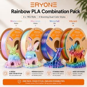 Eryone Combination Pack 4 x 250g Rainbow PLA Rolls (1KG Total) Pack 2